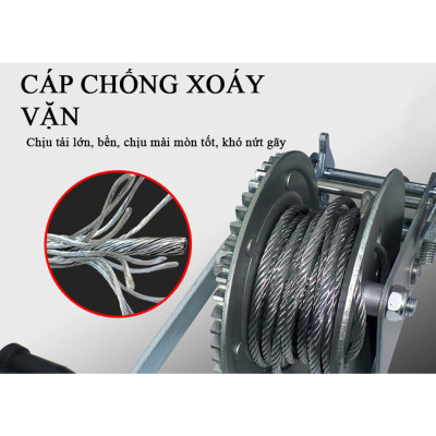 Tời Quay Tay ABG 2500LBS 1135Kg - Máy Tời Xây Dựng  Xoay Cầm Tay Chuyên Dùng Để Nâng Hạ Hàng Hóa , Máy Móc - Loại 2 Chiều - Hàng Chính Hãng