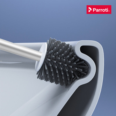 Cọ bồn cầu silicon, cọ toilet nhà vệ sinh 2 trong 1, có thể treo tường và cây gắp tóc Parroti Silicon SL02