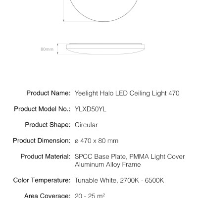ĐÈN LED ỐP TRẦN THÔNG MINH YEELIGHT HALO 2020, YLXD50YL, 470MM, 52W, RGB, APPLE HOMEKIT - HÀNG CHÍNH HÃNG