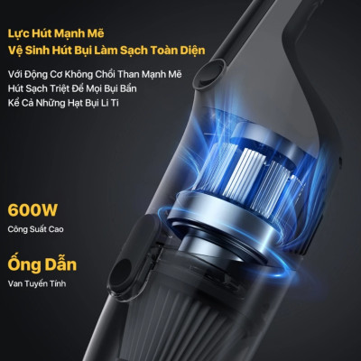 Máy hút bụi Deerma DX120C lực hút 16Kpa, Công suất 600W động cơ không chổi than {New 2025} - Hàng chính hãng