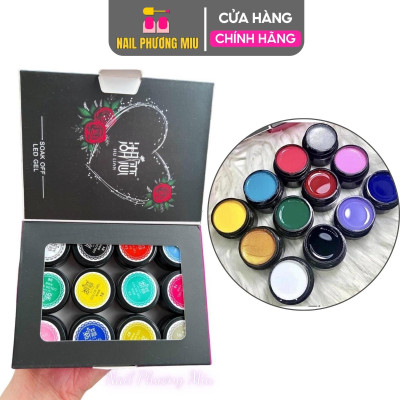 Set Gel Vẽ Nổi FENGSHANGMEI HULIAN 12 Màu Siêu Đặc Làm Nail 8ml/Hũ Không Vón Cục, Dễ Gel Vẽ Họa Tiết Nổi Cho Móng Sơn Gel Nữ Women