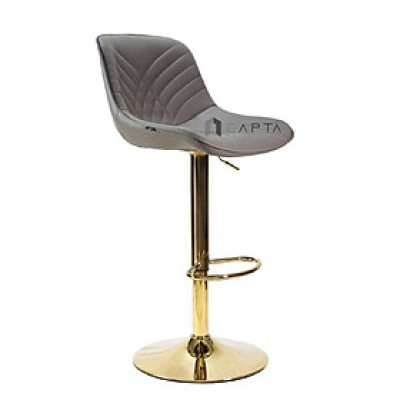 Ghế quầy bar nệm da màu xám CB2158B-P Nội thất Capta Ghế đảo bếp nệm bọc da Nappa màu xám lưng thấp có chân vàng tăng giảm 
