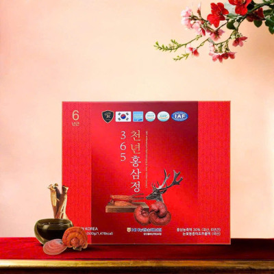 CAO HỒNG SÂM NHUNG HƯƠU LINH CHI 365 HÀN QUỐC HỘP 2 LỌ x 250gr