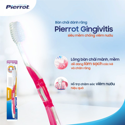 [ Mua 2 tặng 1 set kit ] Bàn chải đánh răng siêu mềm chống viêm nướu Pierrot Gingivitis