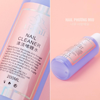 Nước Lau Gel Li-nail 200ml Không Mùi Hắc Chuyên Dụng Làm Nail, Cồn Lau Làm Sạch Bề Mặt Móng Đắp Gel, Làm Mềm Gel Gôm Hiệu Quả Trong Quá Trình Đắp Móng