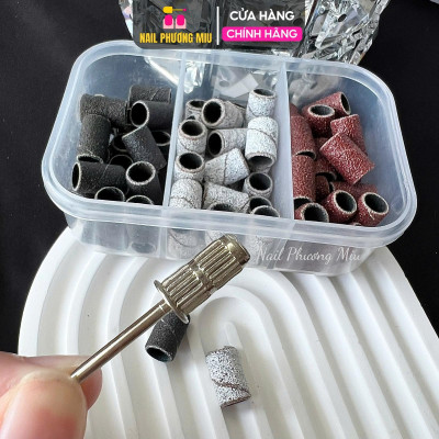 Hộp 60 Đầu Mài Móng Nhám Mịn, Giấy Nhám Chất Lượng Cao, Mài Nhanh, Không Gây Tiếng Ồn, Làm Nail Tiện Lợi Nail Phương Miu