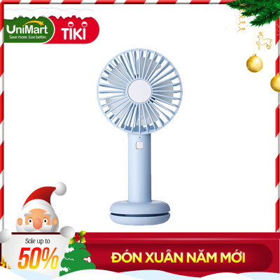 Quạt Mini Cầm Tay Damas Donut T9 Tích Điện Tiện Lợi Kèm Cáp Sạc - Tích Hợp Đèn Led Đổi Màu Lung Linh, Ảo Diệu -  Thiết Kế Chân Đế Thiết Kế Bánh Donut Giữ Quạt Để Bàn ( Đế Silicon Là Ngăn Để Cáp Sạc 0,5m)  - Hàng Chính Hãng