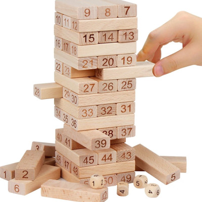 Trò chơi rút gỗ KG51 wiss toy thông minh kèm 4 xúc xắc cho bé trai và bé gái loại lớn gồm 54thanh - Hàng chính hãng