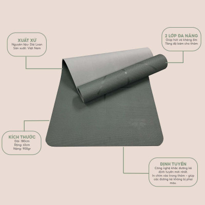 Thảm tập Yoga định tuyến Sportslink Zera TPE 2 lớp