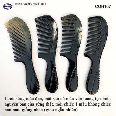 Lược sừng đen xuất Nhật (Size: XL - 20cm) COH167 - thân khía cao cấp đẹp hoàn hảo - phù hợp cho mọi gia đình