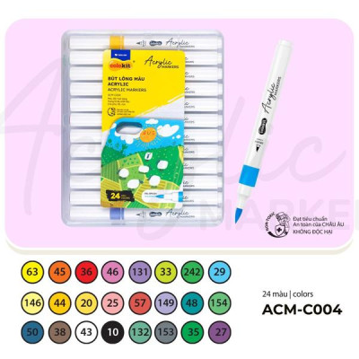 Hộp 24 Bút Lông Màu Acrylic Markers 1 Đầu - Colokit ACM-C004