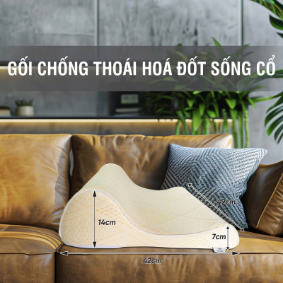 Gối chống thoái hóa đốt sống cổ chuyên dụng 2 đầu gối cao thấp HANAKO - hỗ trợ giảm thiểu đau mỏi vai gáy, cột sống
