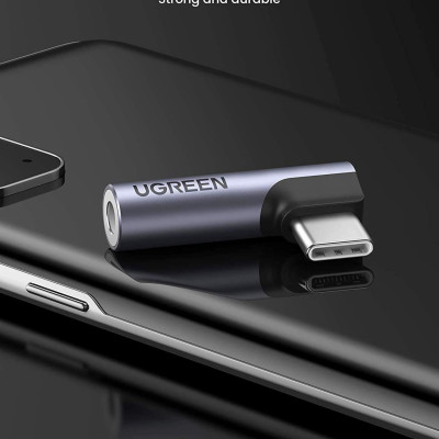 Ugreen UG80384AV154TK Jack chuyển USB type C bẻ góc 90 độ ra 3.5mm Headphone Audio - HÀNG CHÍNH HÃNG