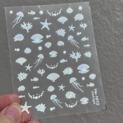 Sticker 5D Biển Cả Hình Sao Sò Ốc Biển Cá Heo Nhiều Màu Pastel Làm Nail Du Lịch Mùa Hè, Hình Dán Móng Ngọc Trai BLUE SEA Sứa Biển Nổi Mix Kiểu