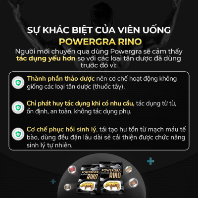Viên uống phục hồi và tăng cường sức khỏe sinh lý nam giới Powergra Rino - Vỉ dùng thử 1 viên