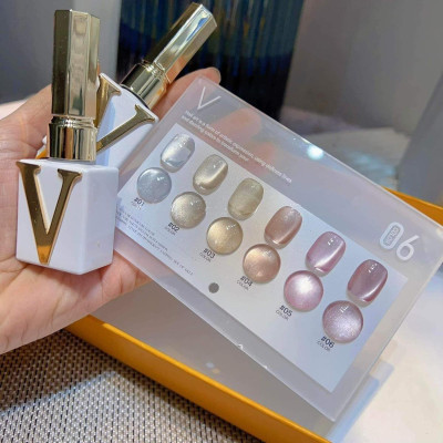 Set Sơn Mắt Mèo Ánh Trăng Pha Lê Siêu Cấp Siêu Sáng 6 màu VENDEENI 15ml Cao Cấp, Tặng Kèm Bảng Màu Hãng Nữ Women