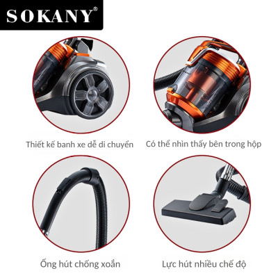 Máy hút bụi cầm tay SOKANY SK-13004, hút bụi gia đình công suất CAO 3600W, lực hút mạnh 30000PA hút sạch mọi bụi bẩn - HÀNG CHÍNH HÃNG