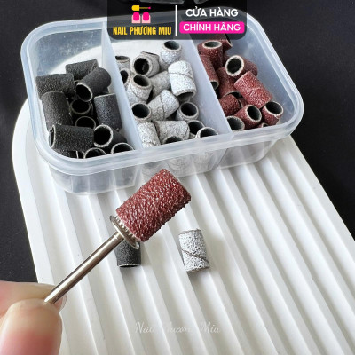 Hộp 60 Đầu Mài Móng Nhám Mịn, Giấy Nhám Chất Lượng Cao, Mài Nhanh, Không Gây Tiếng Ồn, Làm Nail Tiện Lợi Nail Phương Miu