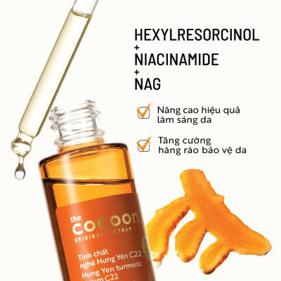 Tinh chất nghệ Hưng Yên C22 với 22% vitamin C sáng da chuyên sâu & mờ vết thâm Cocoon 30ml