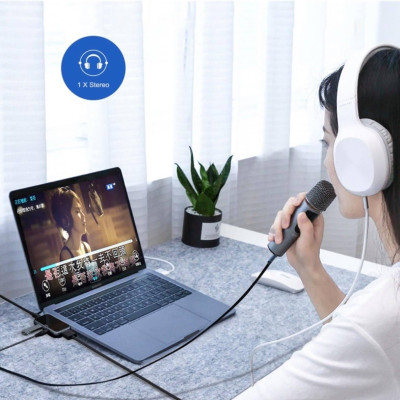 Hub WiWu Alpha 4 In 1 USB-C T5 Pro Vỏ Hợp Kim Nhôm, Cảm Ứng Thoải Mái, Mở Rộng Nhiều Cổng - Hàng Chính Hãng