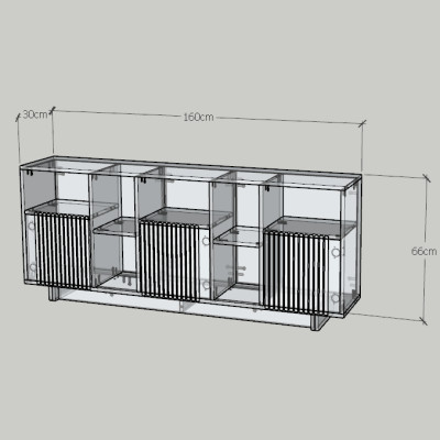 HAPPY FURNITURE , Kệ TV 3 cửa mở - NAMI, KTV_073 , 160cm x 30cm x 66cm DxRxC