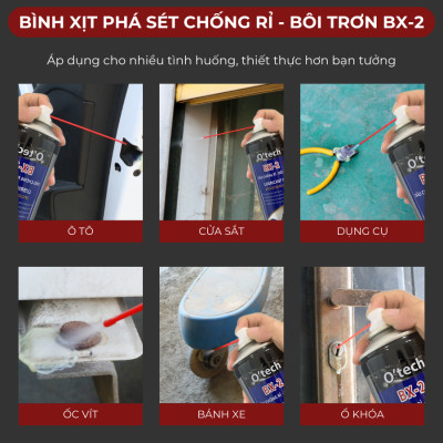Bình Xịt Chống Rỉ Sét Bôi Trơn Đa Năng Cho Kim Loại O’tech BX-2 (450ml) Lubricant Oil - Hàng Chính Hãng
