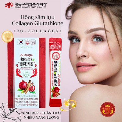2G – Collagen Hồng Sâm Lựu Glutathione Daedong Hàn Quốc ( Hộp 10ml x 30 gói )