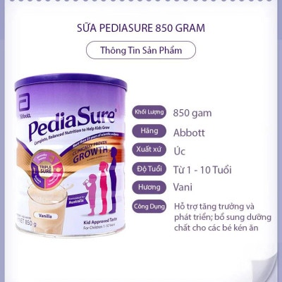 Sữa tăng chiều cao cho trẻ biếng ăn từ 1-10 tuổi Úc Pediasure Vanilla giúp phát triển cân đối chiều cao, cân nặng, trí não - QuaTangMe Extaste