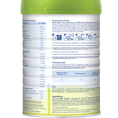 Sữa bột công thức HiPP 4 Organic Combiotic 800g cho bé từ 3 tuổi