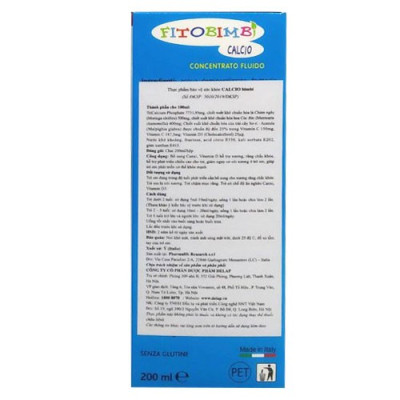 Pharmalife Fitobimbi CALCIO Xương răng chắc khỏe - tăng chiều cao, Chai 200ml
