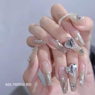 Đá Chân Bằng Hình Trái Tim Mix 3 Size To Nhỏ Làm Nail Siêu Sáng Túi Khoảng 30 Viên Size 6,9,12mm, Trang Trí Móng Sáng Lấp Lánh