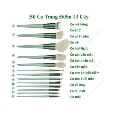 Bộ Cọ Trang Điểm 13 Chi Tiết Nhỏ Gọn - Giao màu ngẫu nhiên