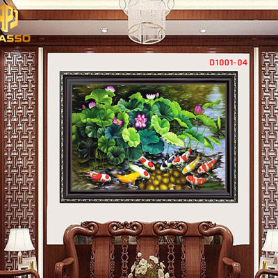 Tranh kính cường lực  Hoa Sen sang trọng D1001