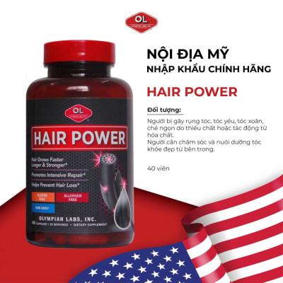 Viên Uống Mọc Tóc Hair Power Olympian Labs Giảm Gãy Rụng, Kích Thích Tóc Mọc Hiệu Quả (Hộp 40 Viên)