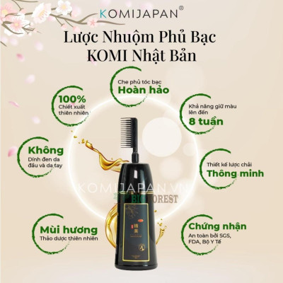 Lược nhuộm tóc, Dầu gội Phủ Bạc thảo dược, 350ml, Komi Nhật Bản 