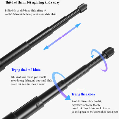 Gậy chụp ảnh selfie gắn lên tay lái xe đạp, xe điện, xe máy, xe đẩy Puluz PU817, hàng chính hãng