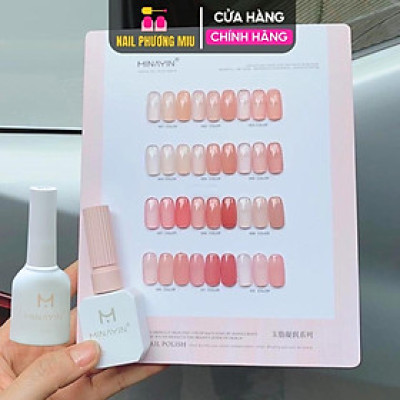 Sơn Thạch Minayin 12 Màu Tông Hồng Nâu Tặng Bảng Màu Cao Cấp Làm Nail, set Sơn Gel Sánh Đặc Mịn Mướt 15ml, Bám Màu Lâu Nữ Sơn Gel Women