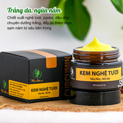 Bộ trắng da, sạch mụn nám cao cấp Wonmom ( Sữa rửa mặt+ Scrub nghệ+ Kem nghệ tươi + Serum mụn + Mặt nạ nghệ + Xông mặt )