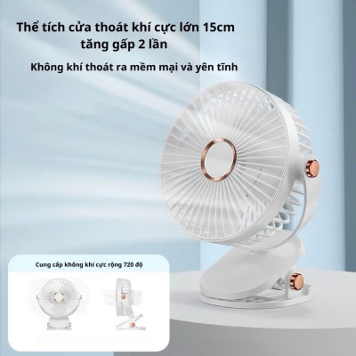 Quạt Mini Tích Điện Kẹp Bàn F60 - 5 Tốc Độ Gió, Xoay 720 Độ, Lồng Quạt 15cm, Sạc Type C - HÀNG CHÍNH HÃNG MINIIN