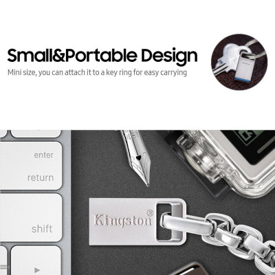 Ổ đĩa kim lọai Kingston DTMC3 64GB USB 3.1/flash USB di động chống va đập,chống mài mòn đĩa U lên đến 100MB / giây tốc độ đọc 64GB(Bạc)