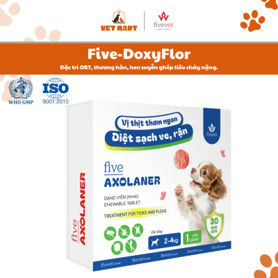 Five-Axolaner Hỗ Trợ Kiểm Soát Ve Rận, Bọ Chét, Ghẻ Demodex, Sarcoptes Cho Chó Sạch Khỏe, An Toàn