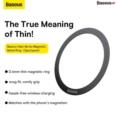 Vòng kim loại mag-safe Baseus Halo Series Magnetic Metal Ring cho điện thoại (Bộ 2 miếng)- hàng chính hãng