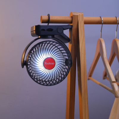 Quạt tích điện đế kẹp YOOBAO F8 8000mAh có đèn led,quạt tích điện kiêm sạc dự phòng 3in1, dùng liên tục 8-30 tiếng - Hàng chính hãng