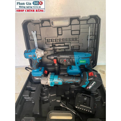 Bộ combo 3 trong 1 Máy Khoan Đục Bê Tông Dùng Pin 188V - Khoan Bê Tông Siêu Khỏe - Máy mài Cầm Tay-pin 15cell