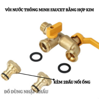 Vòi nước Faucet tăng áp bằng hợp kim vòi nước 2 đầu ra thông minh kèm 2 đầu nối ống