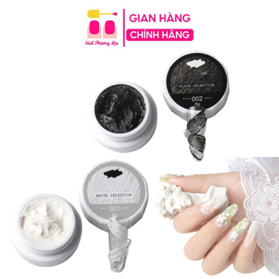 Gel Xi Măng Trắng Đen Trang Trí Móng, Chất Gel Đặc Sệt, Hiệu Ứng Sần, Làm Nail Tạo Hình Độc Đáo, Vẽ Hoa Họa Tiết
