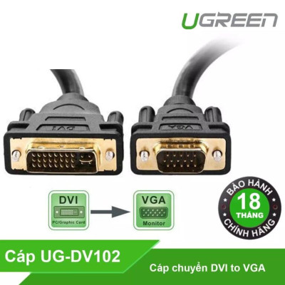 Ugreen UG11618DV102TK 3M màu Đen Cáp chuyển đổi DVI 24 + 5 sang VGA - HÀNG CHÍNH HÃNG
