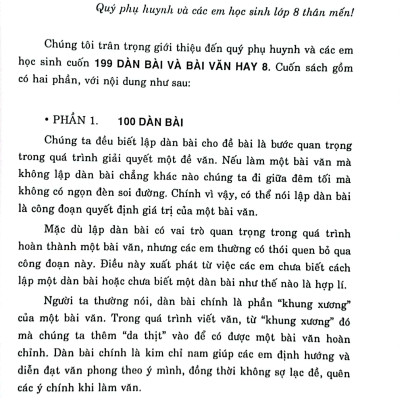 Sách - 199 Dàn Bài Và Bài Văn Hay 8