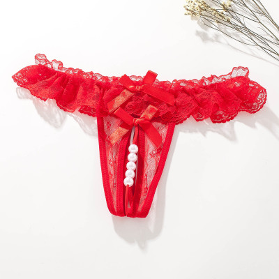 Combo 2 Quần Lót Lọt Khe Phối Ren Hở Đáy Đính Hạt Ngọc Trai Gợi Cảm Cho Nữ (màu ngẫu nhiên) LYEQ059