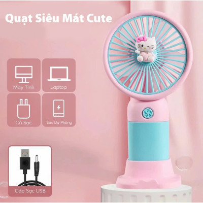 Quạt Mini Để Bàn, Quạt Tích Điện Sạc USB - Quạt Cầm Tay Tốc Độ, Điều Chỉnh Hướng Gió Xoay 360 Độ, Kiểu Dáng Sang Trọng , Không Gây Ồn, Pin Sạc - Giao Màu Ngẫu Nhiên - Hàng Nhập Khẩu